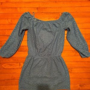 Lily Pulitzer blue, long sleeved, off the shoulder/Bardot romper